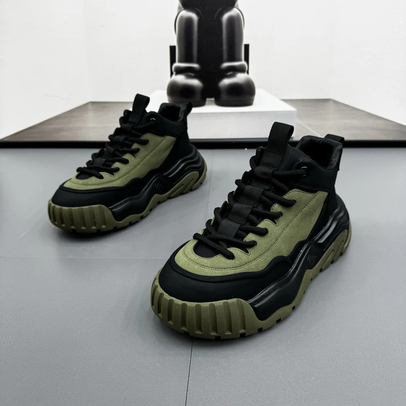 高帮鞋2024秋冬新款厚底增高工装鞋男潮流百搭休闲防滑男士运动鞋