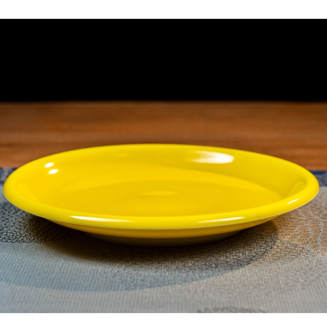 【阿布瓷器坊】澄观柴窑-帝王黄釉邀月盘-手工-陶瓷-茶器-单色釉