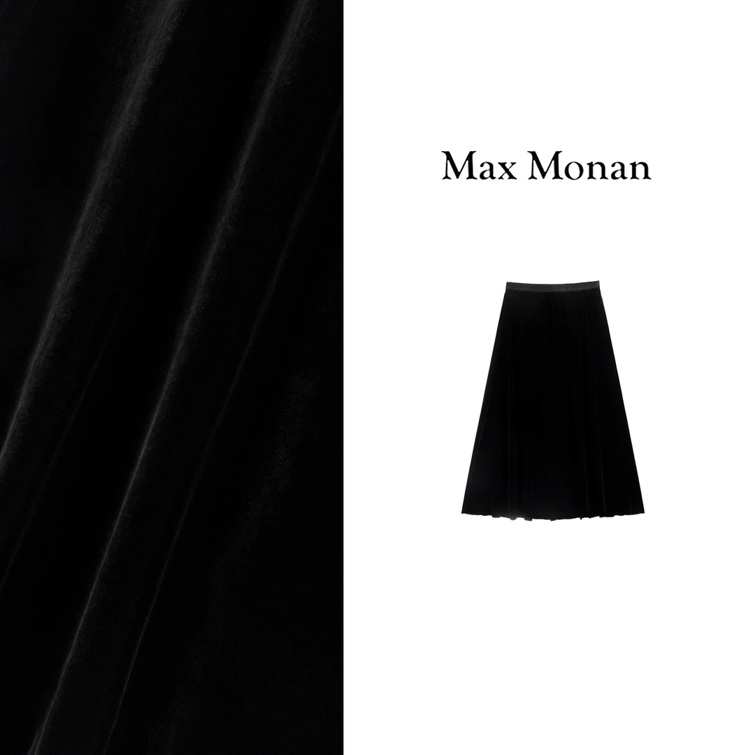 Max Monan【芙蓉】设计师简约百搭显瘦丝绒半身裙女JJ24WX08002