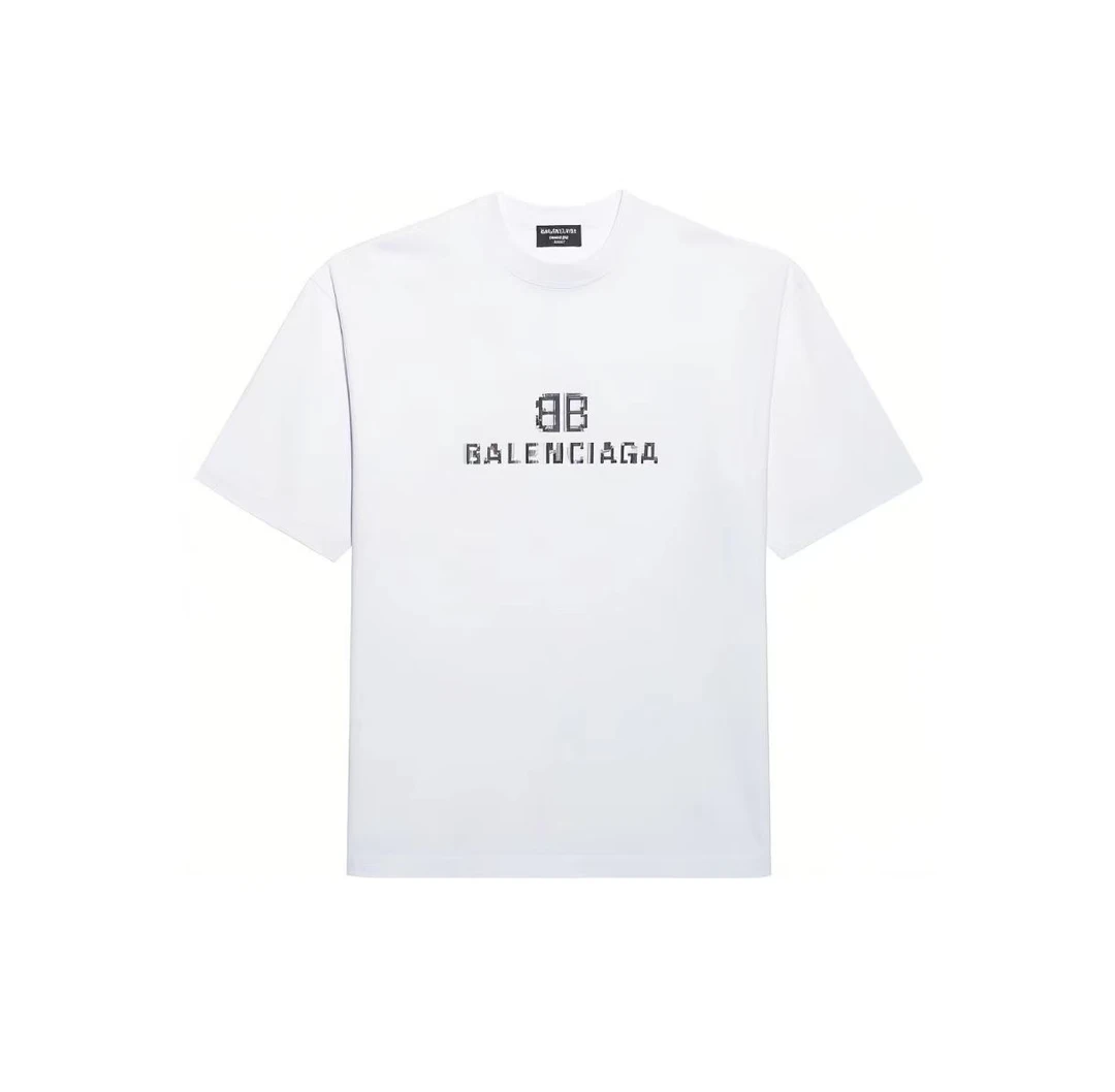Balenciaga/巴黎世家马赛克logo印花圆领套头短袖T恤