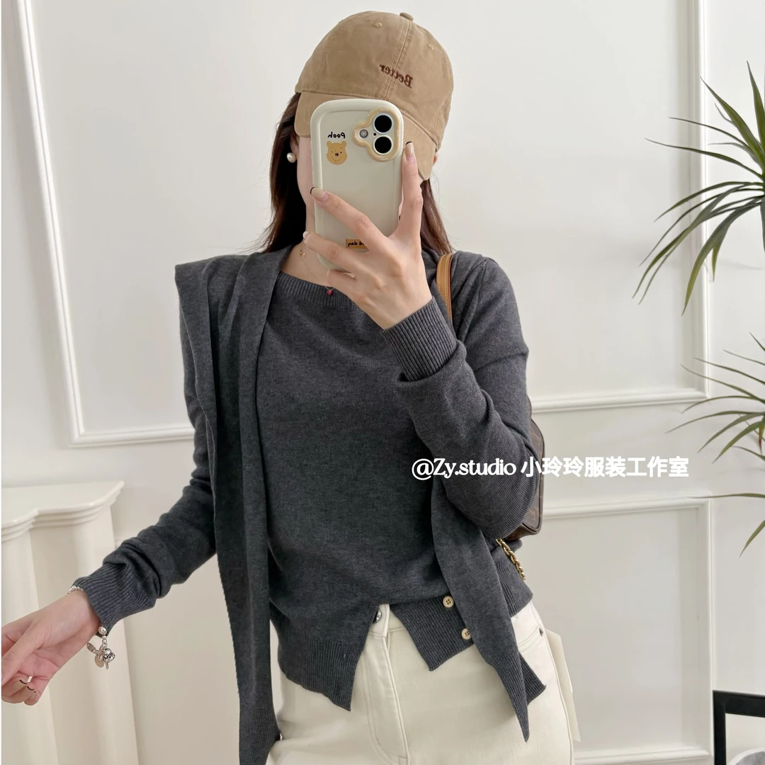 设计款不规则披肩毛衣6501