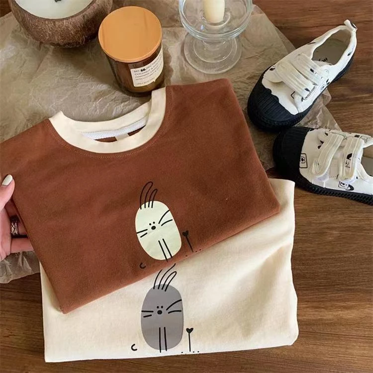 秋季儿童韩版童装儿童卡通印花长袖T恤上衣 男女宝宝棉质打底衫潮