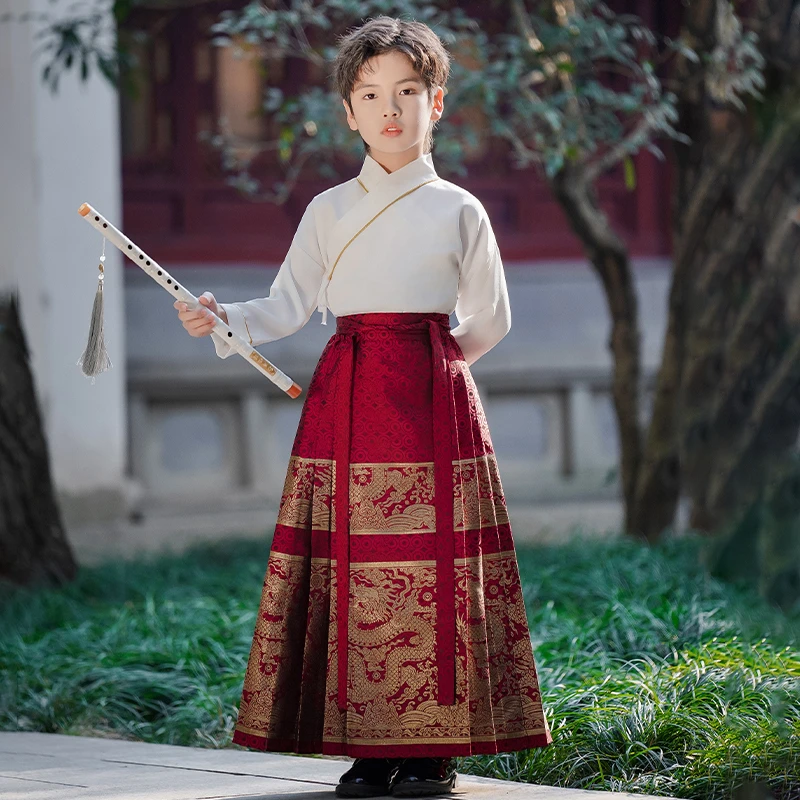 秋款少爷汉服男童汉服国风马面裙中秋节演服唐装儿童古风男孩古装