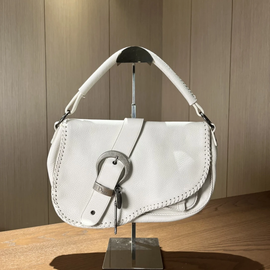 99新  Dior迪奥 白色全皮马鞍包 尺寸34×20tt