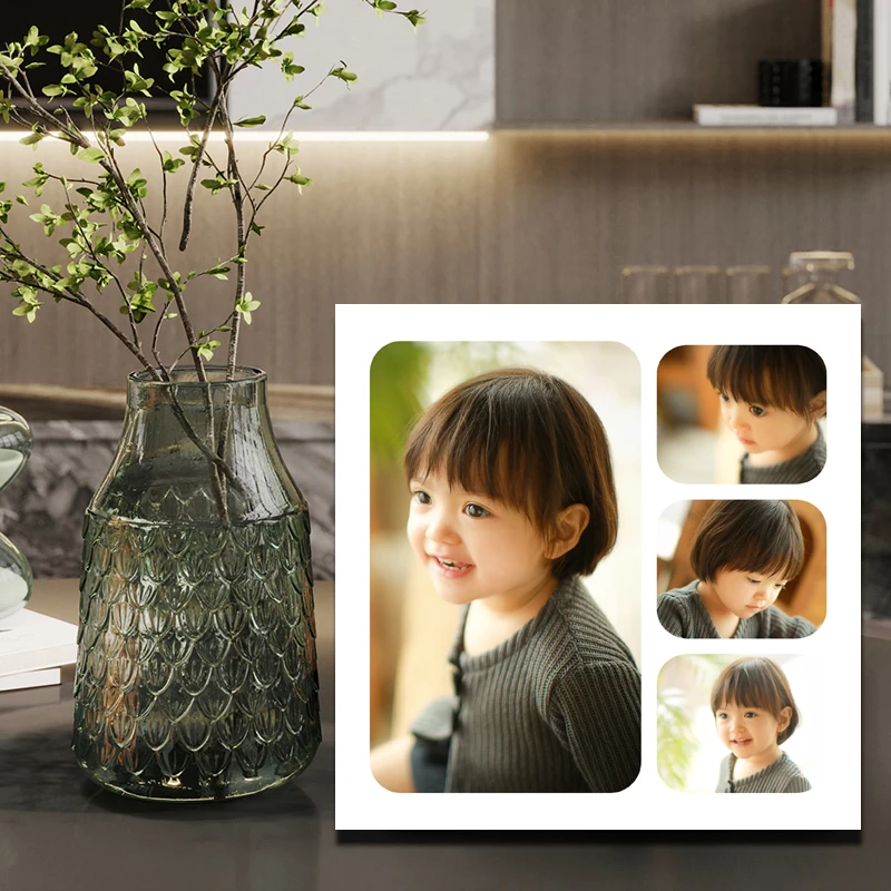 完美水晶四宫格E款摆台照片定制影楼同款时尚高清亲子婚纱情侣照