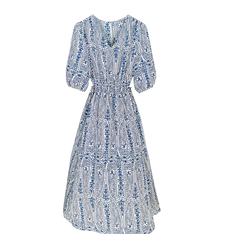 2024显瘦碎花夏季收腰时尚连衣裙T093