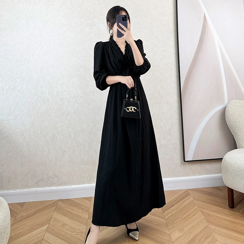 春款连衣裙2024新款洋气法式赫本风连衣裙T1074