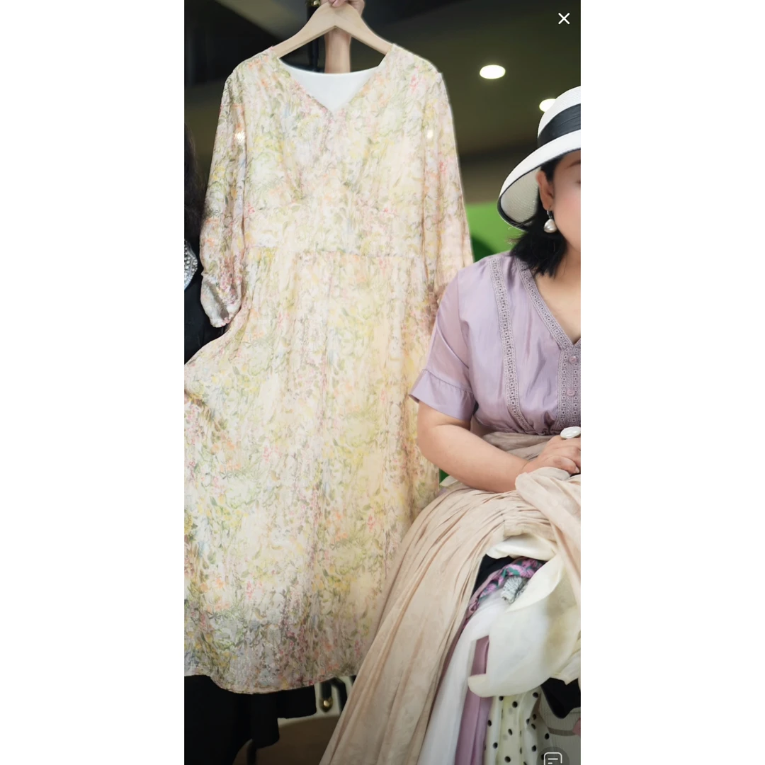 茶歇法式绝美碎花连衣裙夏季女装御姐轻熟风气质中长裙子T0182