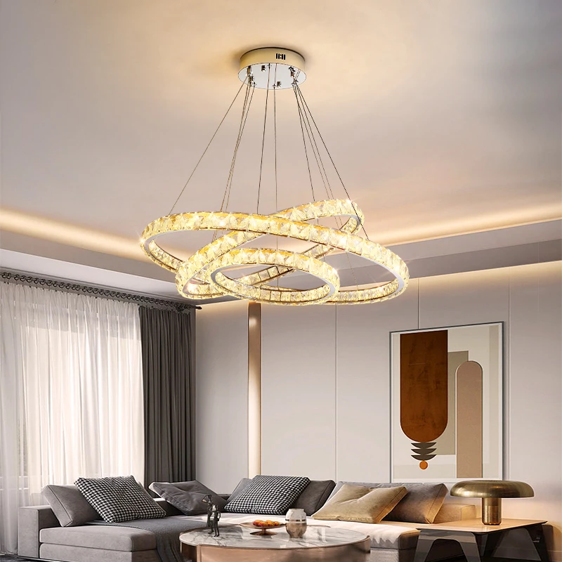 轻奢水晶灯客厅吊灯简约现代家用圆形艺术主卧室房间书房餐厅灯具