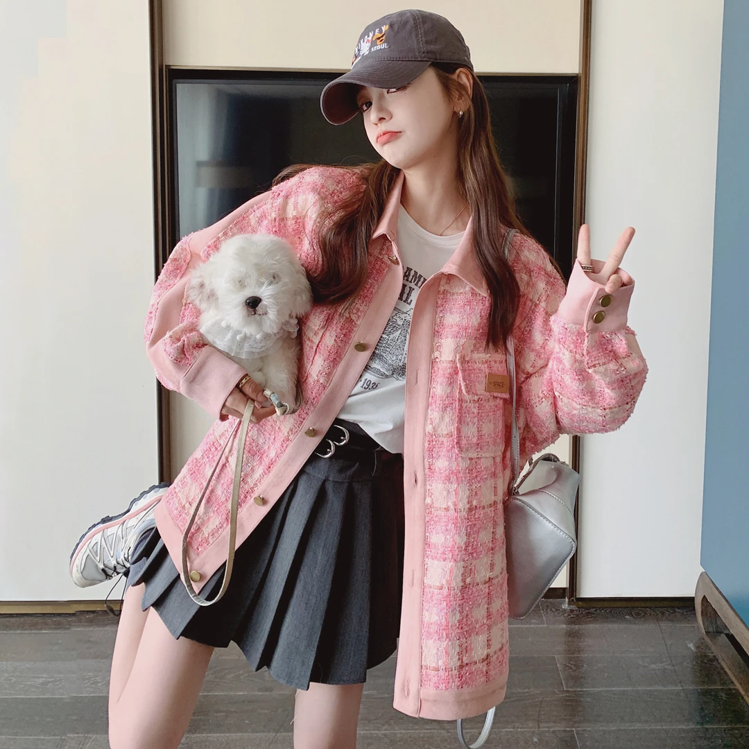 小香风复古格纹设计感外套女2024秋季新款法式休闲减龄少女上衣