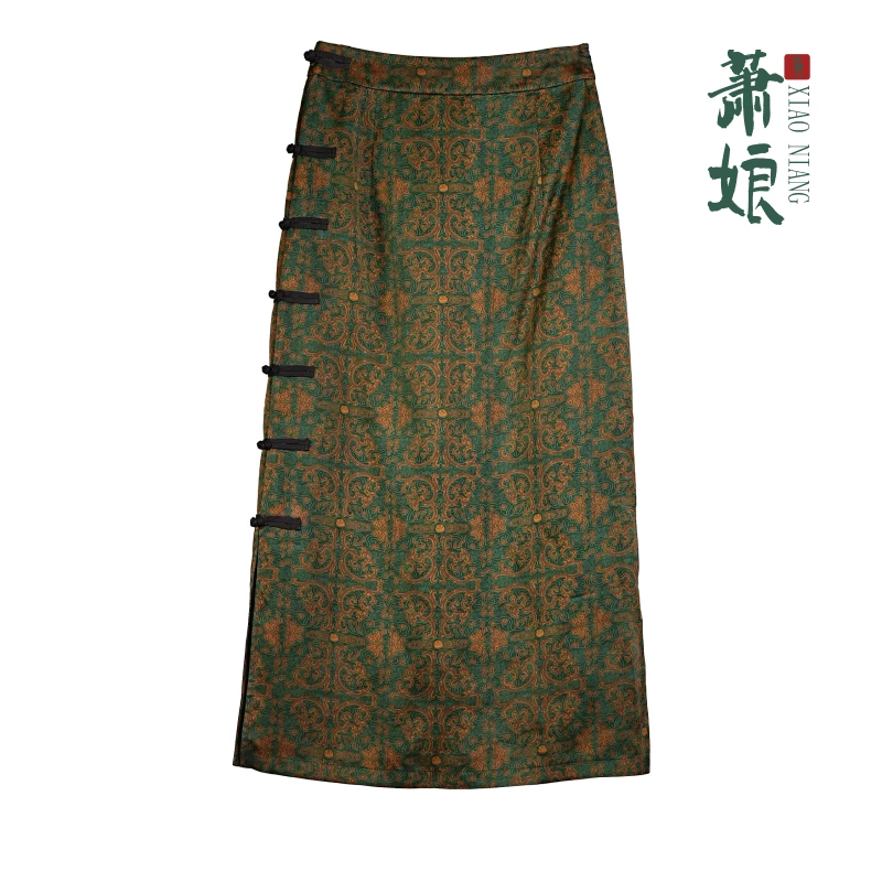 萧娘【兰馨】香云纱女装半身裙复古休闲宽松桑蚕丝时尚百搭国风1270