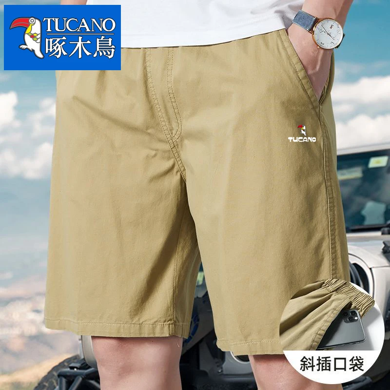 啄木鸟五分裤男夏季薄款中青年爸爸宽松大码休闲夏天纯棉直筒短裤