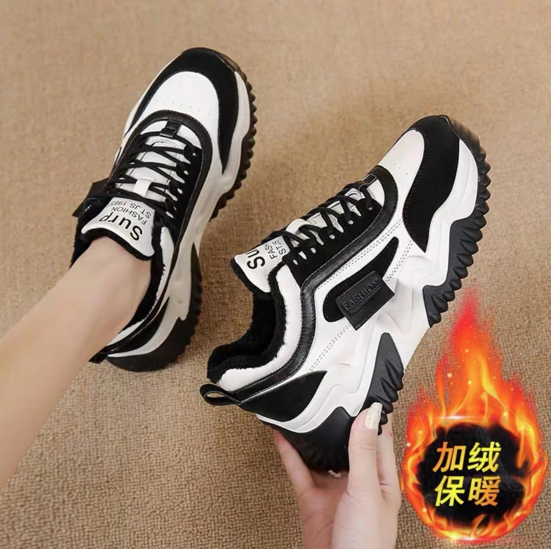 【小扬哥推荐】真皮老爹鞋女新款加绒时尚女鞋运动鞋显脚小舒适防滑