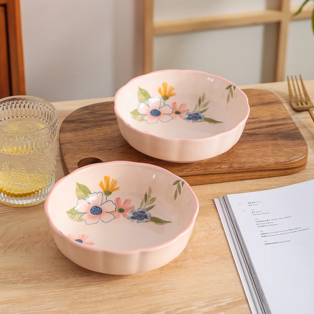 珊瑚海系列高颜值清新可爱家用陶瓷餐具6英寸南瓜面碗（2个装）