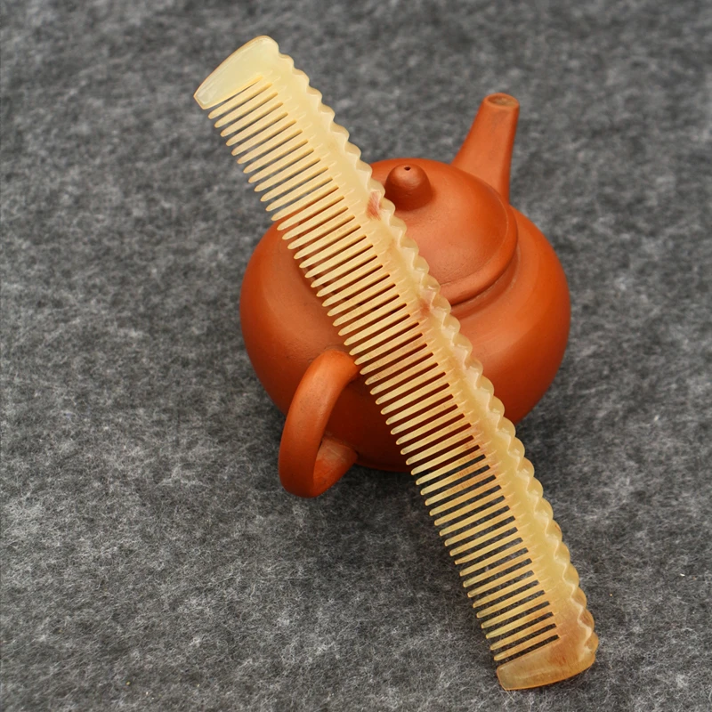 天然羊角精品加长款细齿梳家用随身带密齿旅行梳长约17.5~18厘米