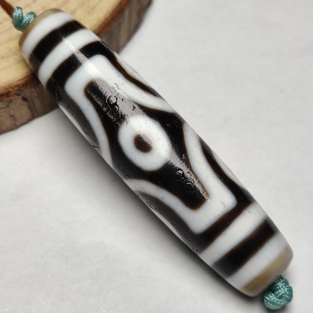 【藏传宝珠】金刚十字六眼高品黑白藏传民族风玛瑙