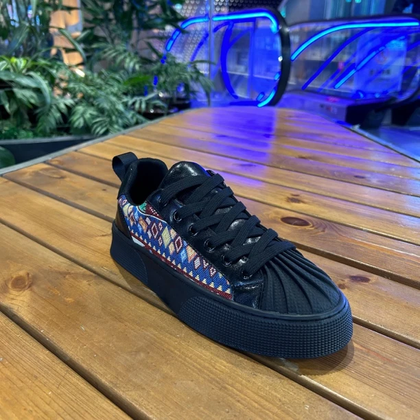 低帮系带耐磨板鞋时尚夏季鞋子潮鞋厚底女鞋男士印花黑色998-9