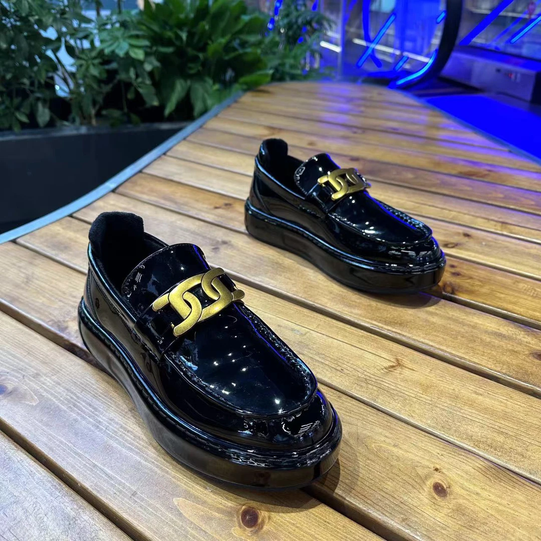 （单棉同款）车缝线商务豆豆鞋百搭时尚春季潮流男鞋休闲鞋漆皮773