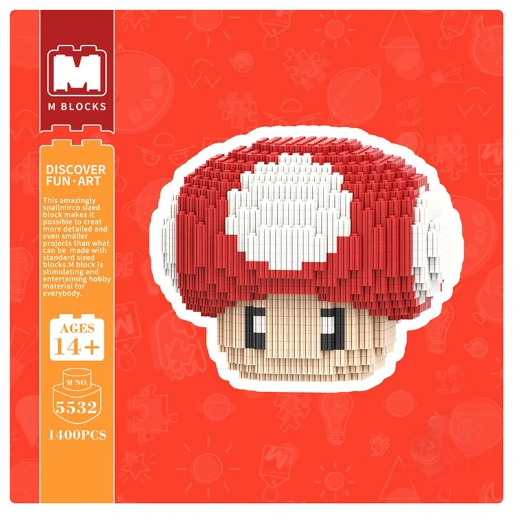 超萌好物 小蘑菇头潮玩积木拼接玩具潮玩桌面摆件