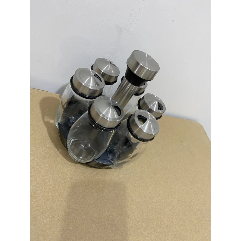 调料盒套装调味罐厨房家用旋转调味瓶佐料盒玻璃调料瓶罐