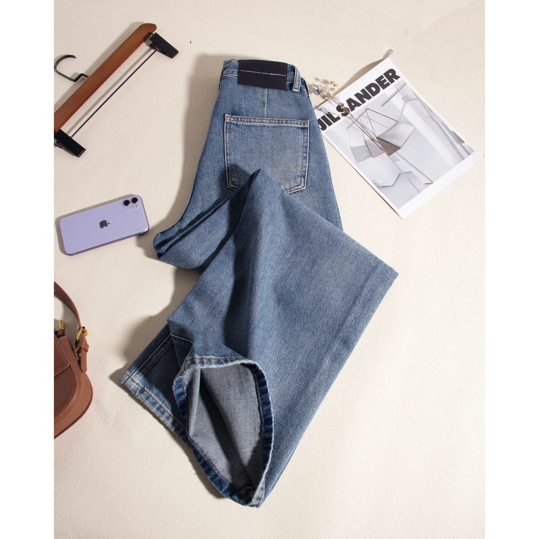 6097-无弹遮肉款 秋冬季牛仔简约 遮肉遮腿 大筒裤