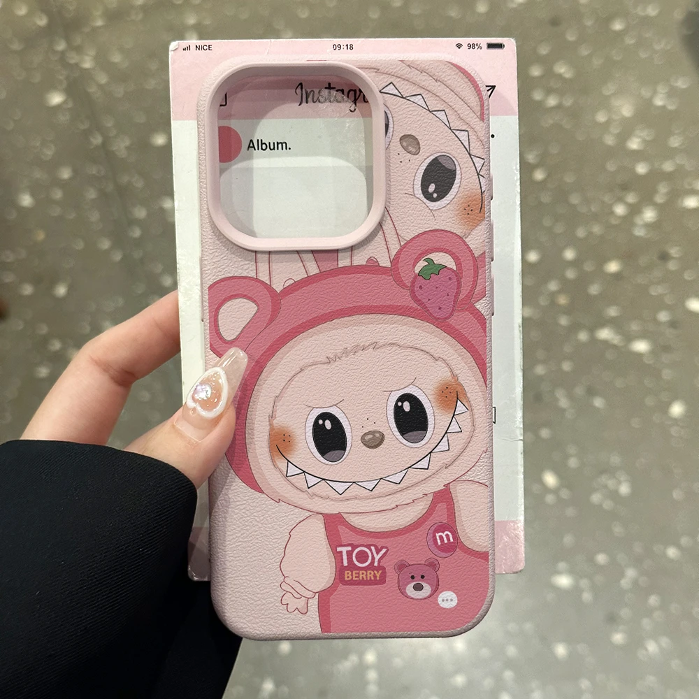 PTY9010LABUBU草莓熊适用iphone15/16苹果13/14手机壳TPu软壳华