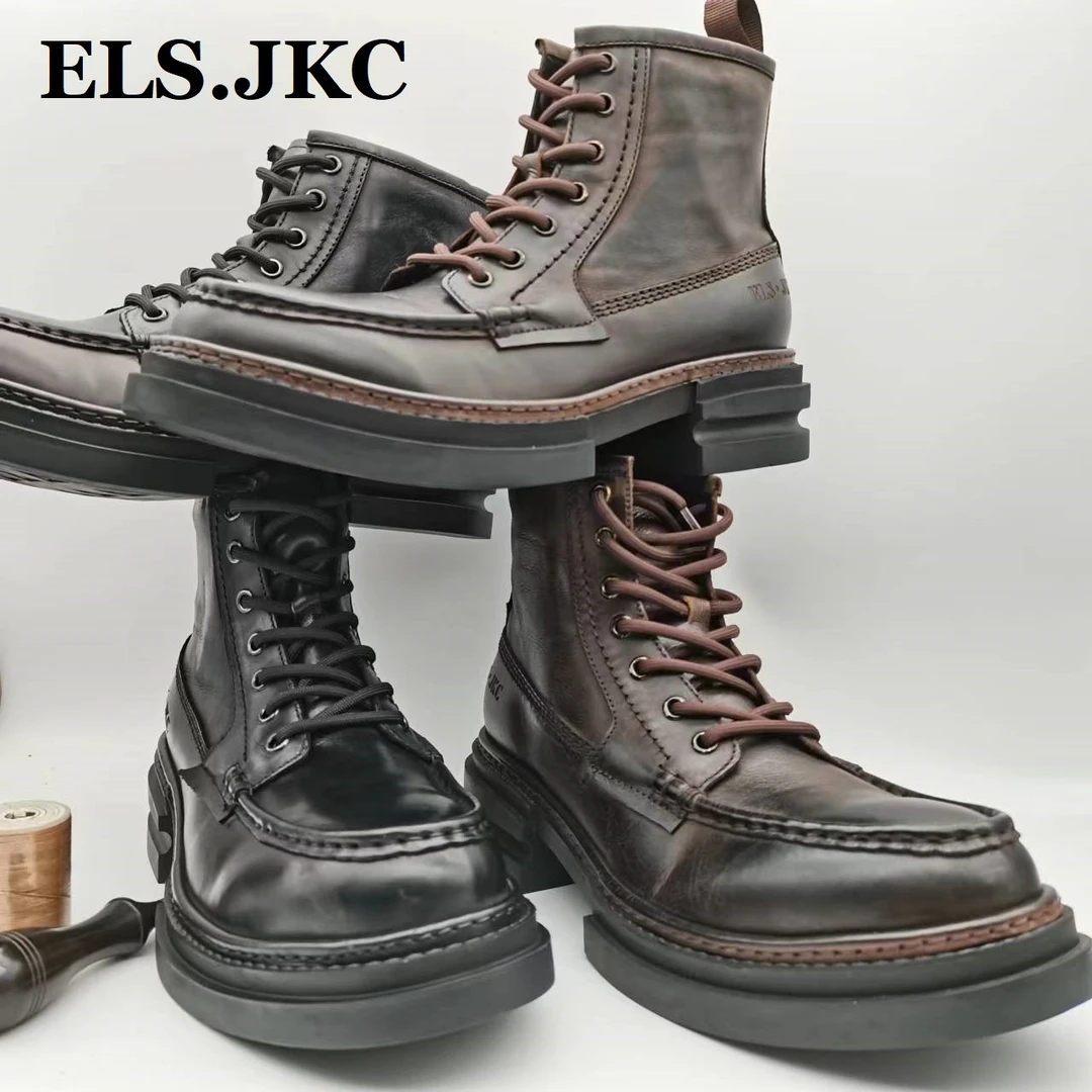ELS.JKC品牌复古做旧男款马丁靴男士