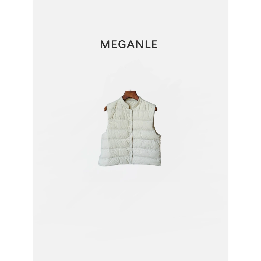 【MEGANLE】糯米 轻暖感95白鹅绒小立领羽绒马甲