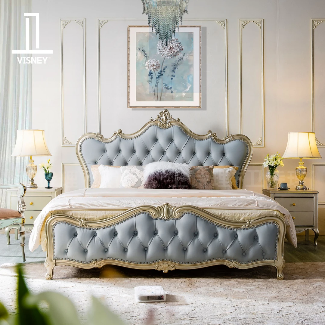 卫诗理Chantelle法式皮艺床现代简欧卧室实木双人床E1