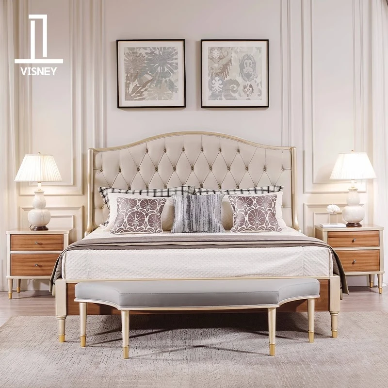 卫诗理 Belstaf 美式纯实木床欧式主卧头层牛皮软包双人床婚床EA4