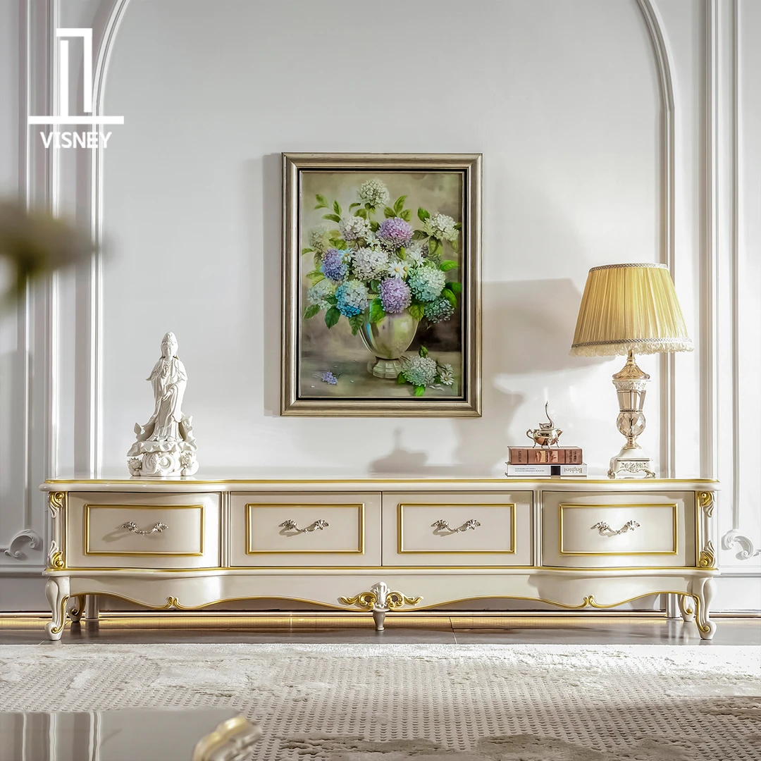 卫诗理Nardon法式电视柜奢华欧式别墅客厅实木地柜落地边柜EF7