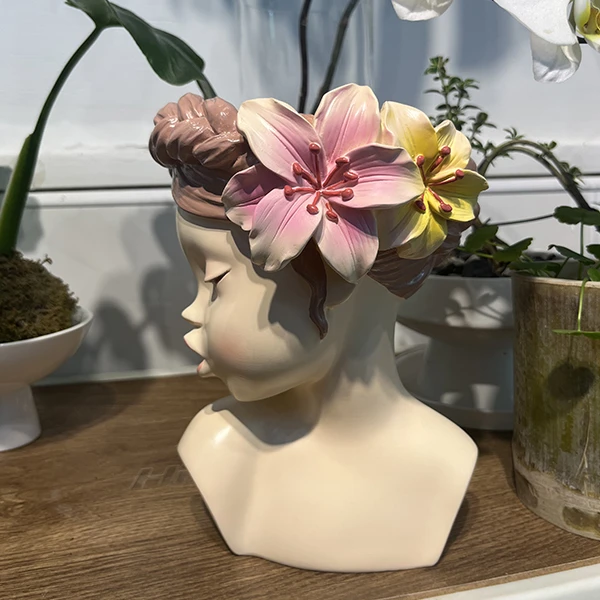 小桔的花园生活 男孩女孩艺术感人物造型树脂摆件多肉吊兰花盆