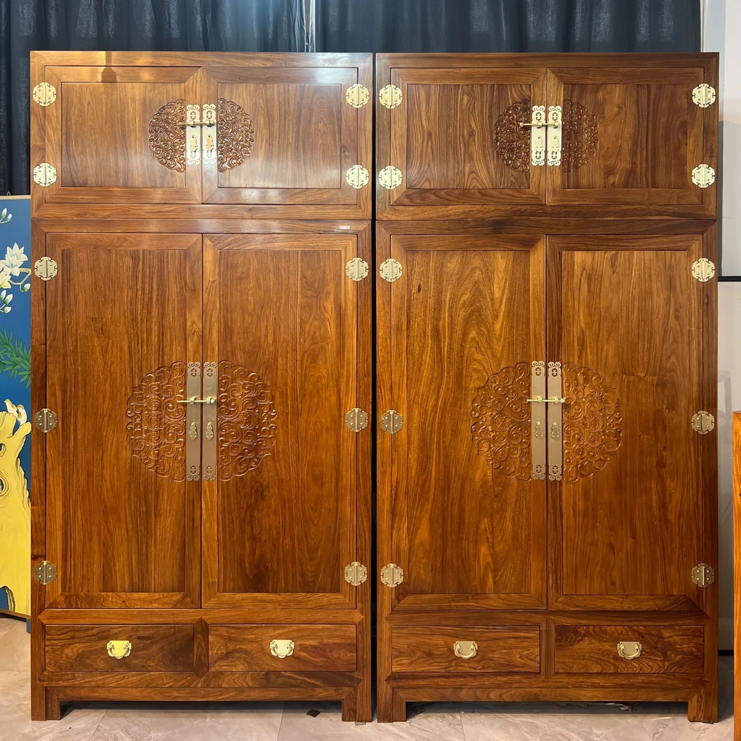 红木衣柜刺猬紫檀花梨木大衣柜卧室顶箱柜全实木中式衣橱四门衣柜