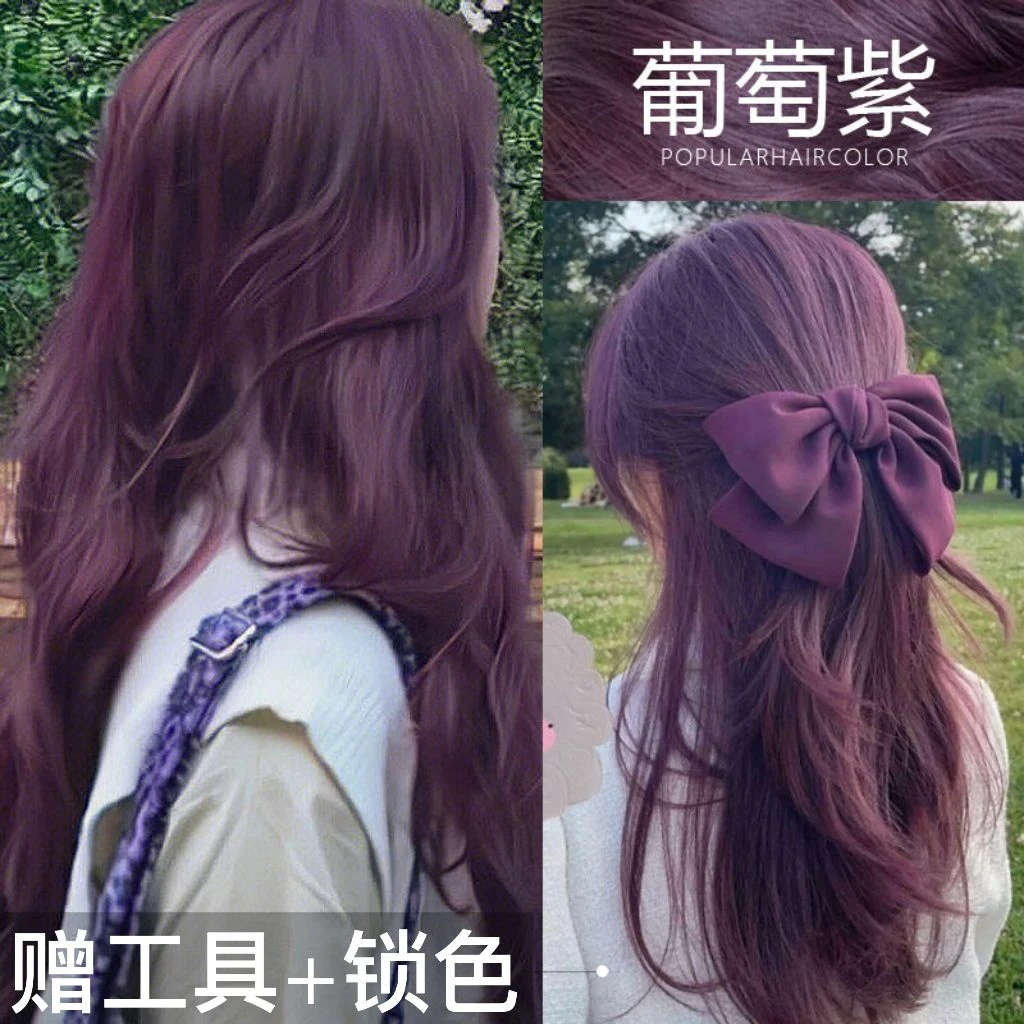 葡萄紫染发剂2023流行色新款天然植物纯女自己在家染发膏免漂显白