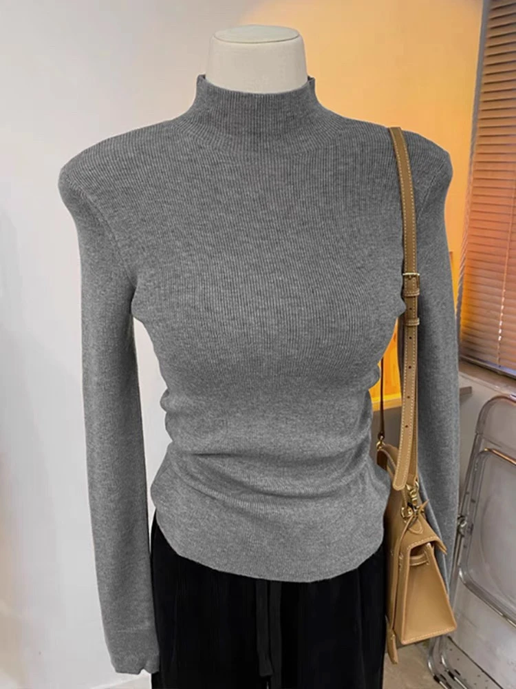 NANUILAB 秋冬新款半高领软糯基础款打底针织衫上衣