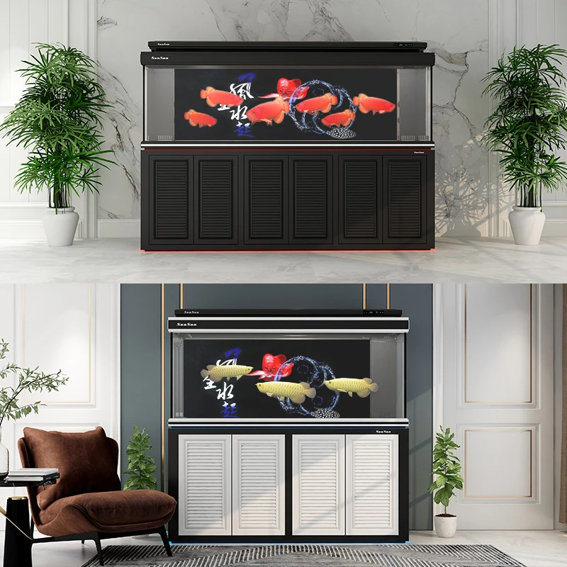 2022新款鱼缸森森大型龙鱼缸超白玻璃客厅落地免换水金鱼缸