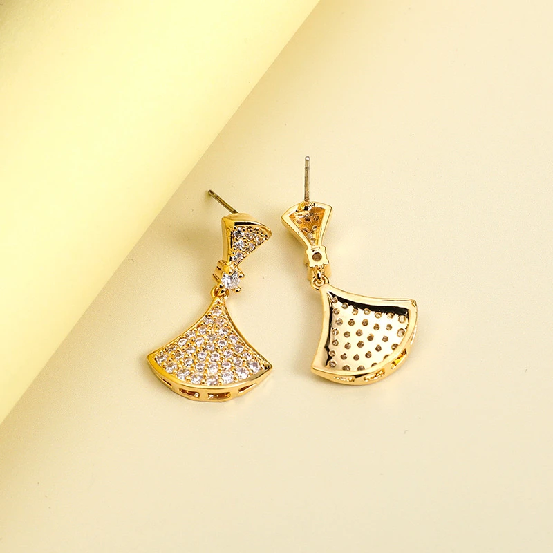 铜合金玻璃耳饰 精致优雅气质百搭时尚轻奢简约-621