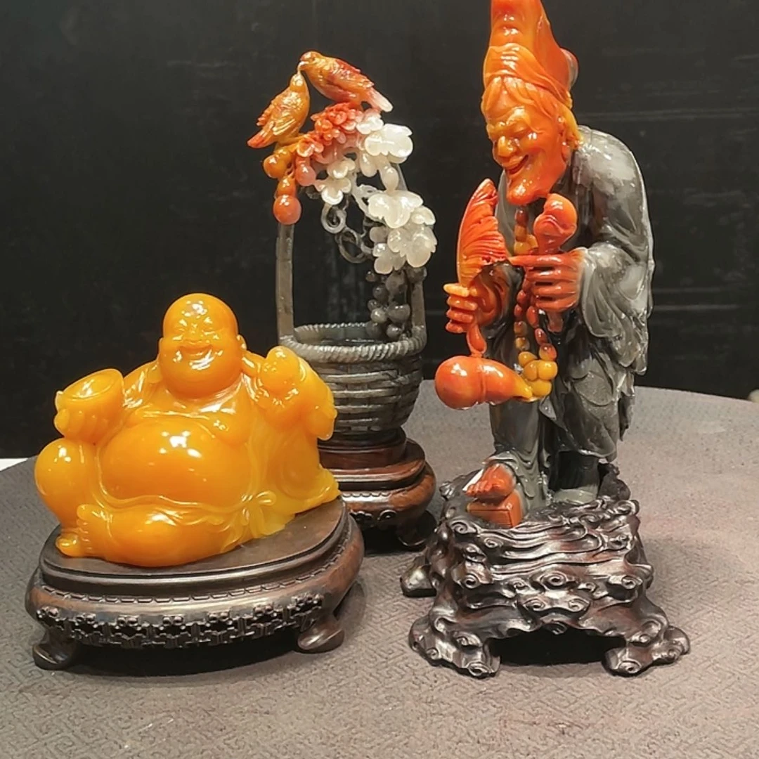 【闪购商品】寿山石?***瓜笑佛工艺品摆件