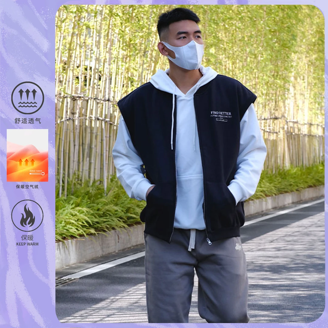 FIND BETTER冬季运动休闲训练跑步 加绒无袖马甲拉链背心外套-140