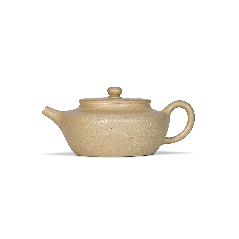 缘矿甄选-经典系列 扁晨壶 宜兴紫砂原矿本绿