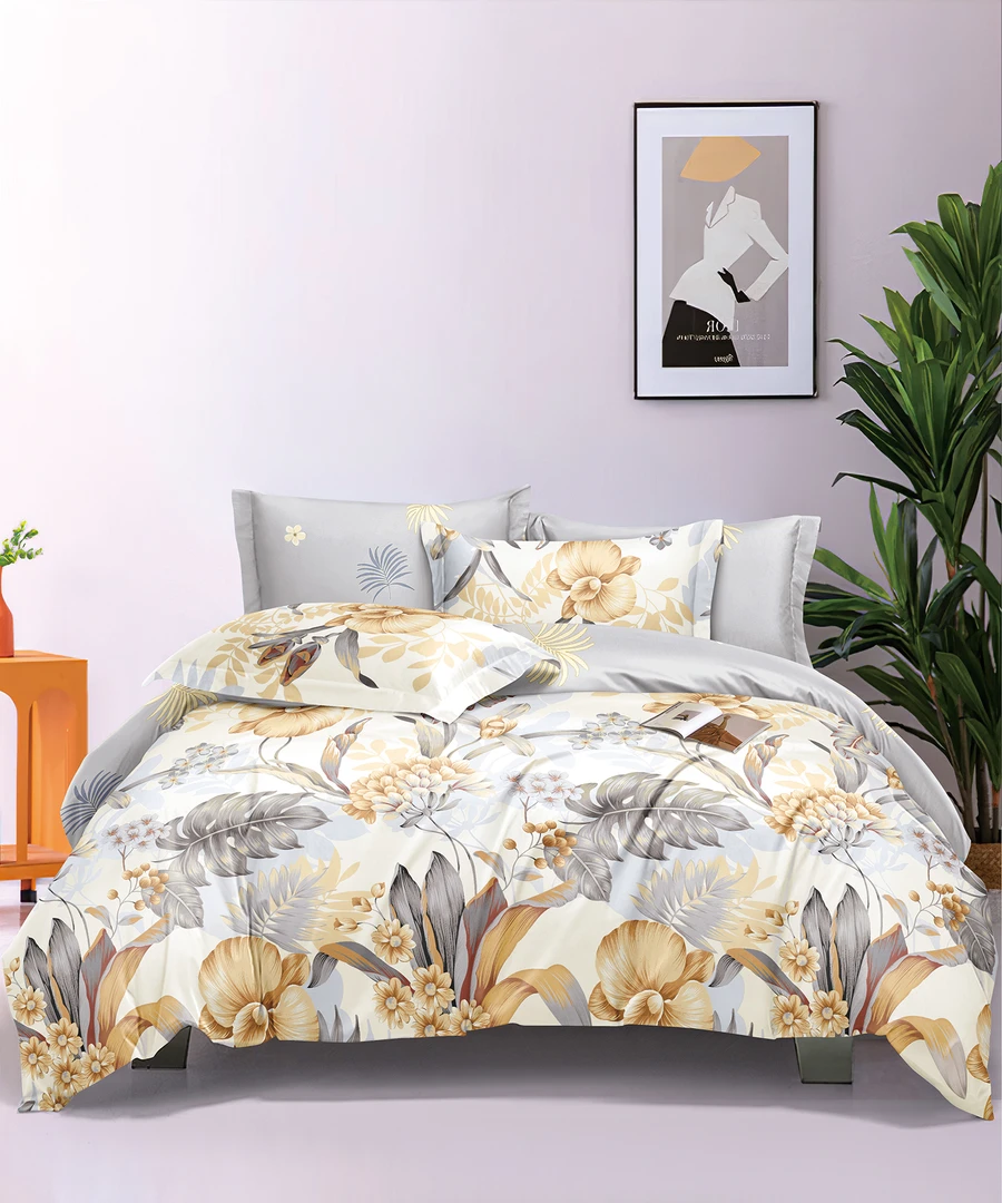 纯棉加厚斜纹四件套 铂金长绒棉澳绒系列 大花枫叶