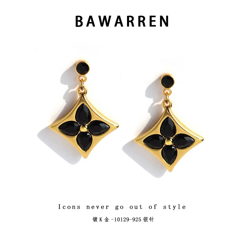 Bawarren 铜合金耳饰 10129-精致耳环小众欧美优雅百搭轻奢