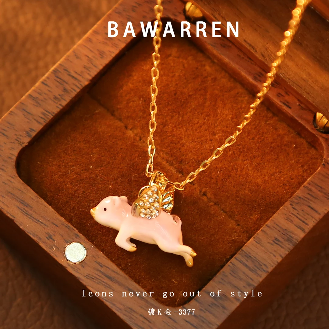 Bawarren 法❤ 3377-【飞天小猪】精致项链小众欧美优雅