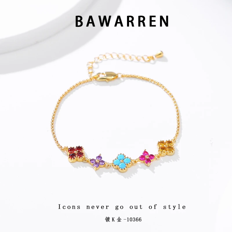 铜合金手链 精工CNC 10366-幸运四叶草轻奢气质简约