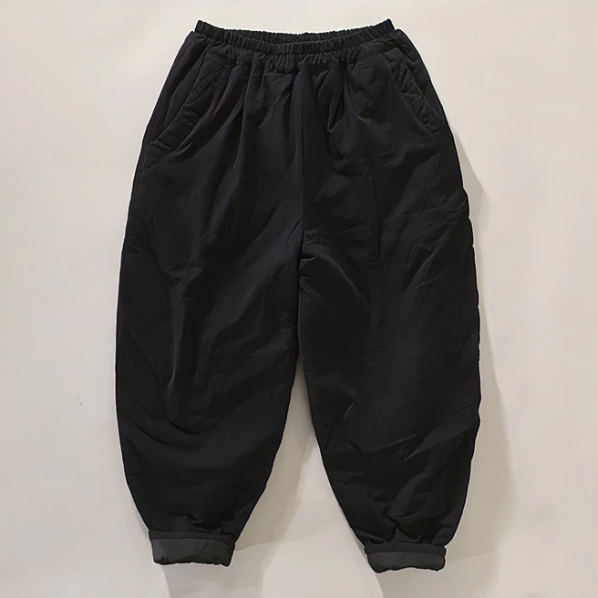 双包棉裤压皱保暖双包棉裤男士休闲松紧腰哈伦长裤潮