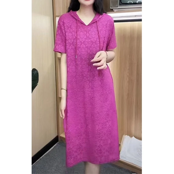 新款短袖中青年妈妈连衣裙遮肉显瘦衣服双喜花裙子