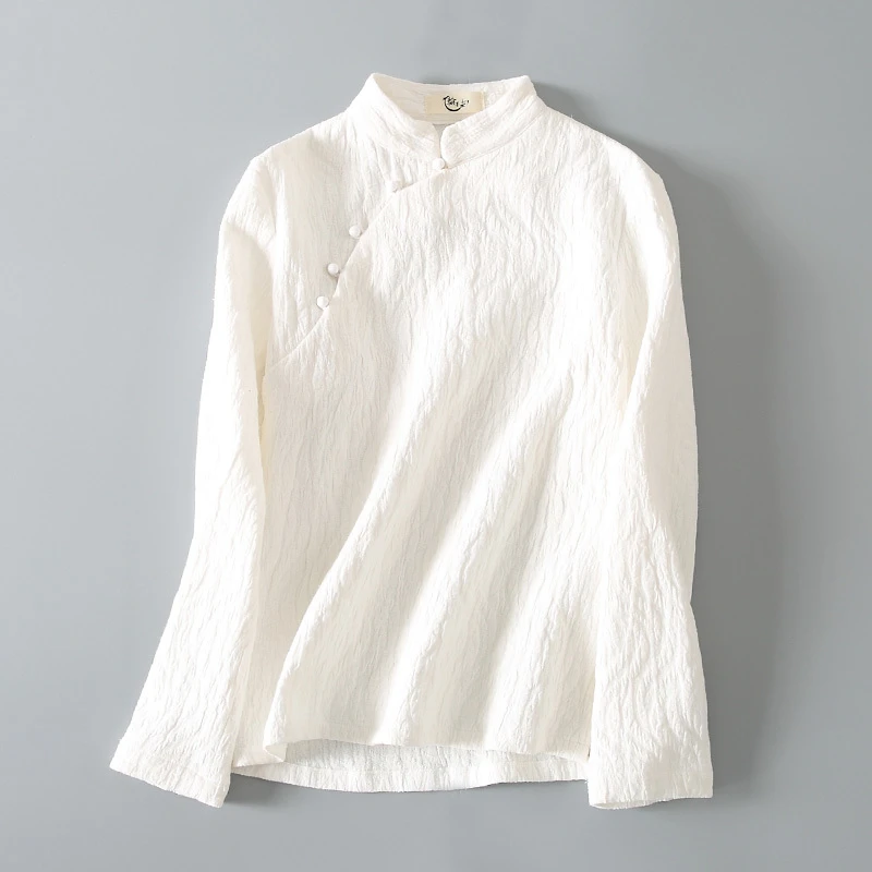 【溪玥】中国风禅意茶服女春秋打底衫改良汉服盘扣旗袍新中式女上衣