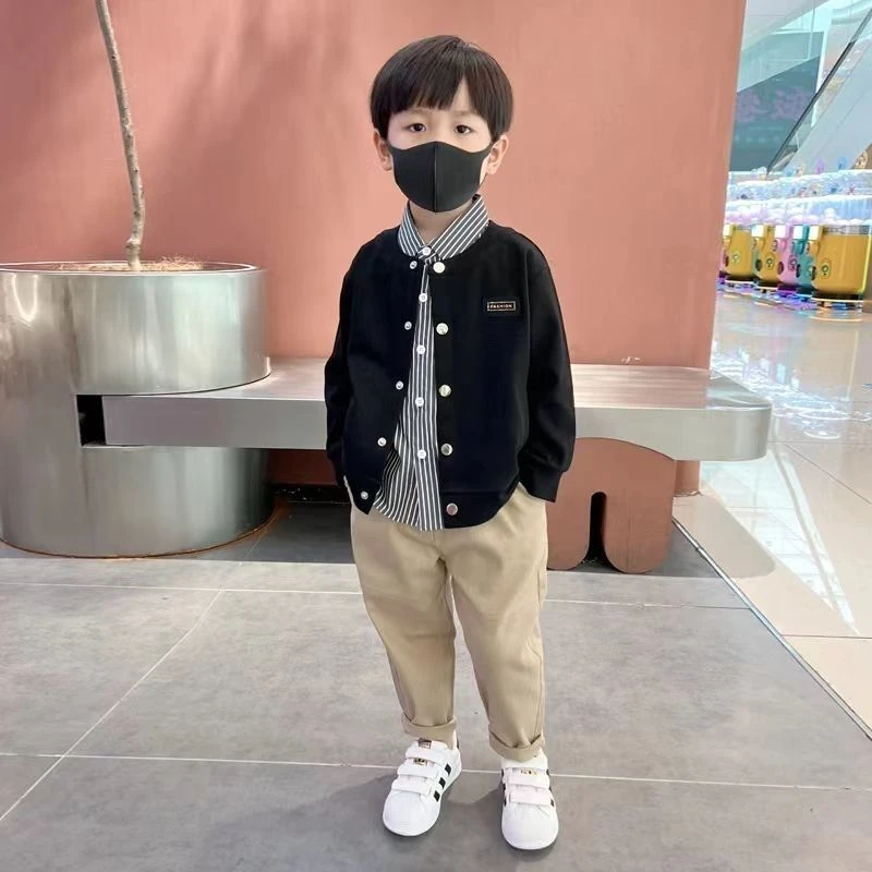 男童儿童春秋外套长袖衬衫2025秋款新款宝宝裤子三件套休闲时髦潮