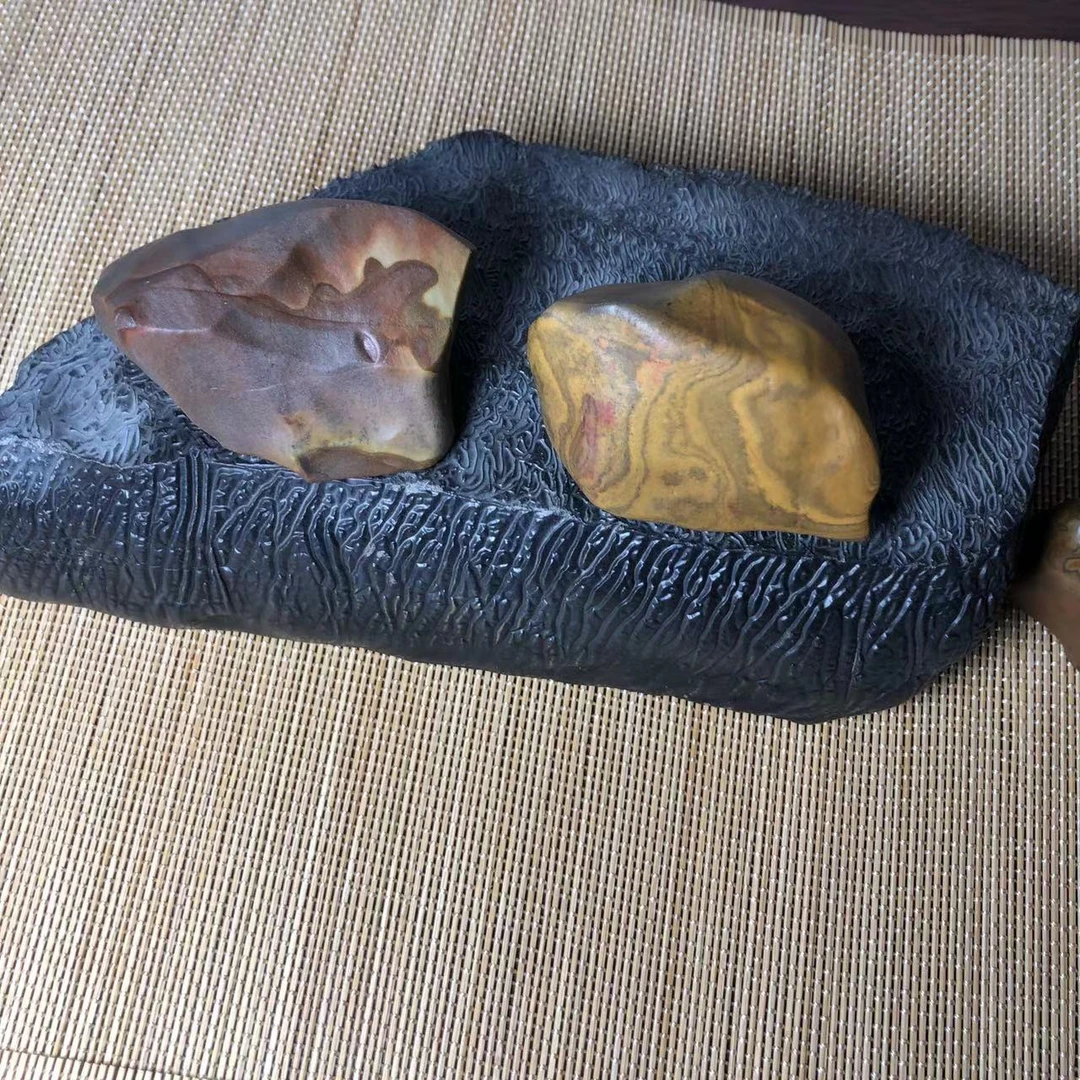 新疆彩泥 戈壁石 奇石风 凌泥石 金丝石 摆件 手把