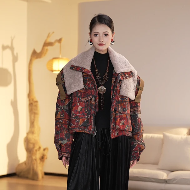 【镶守·灼冬】秋冬中式保暖轻奢国风宽松时尚中长款白鹅绒服A635